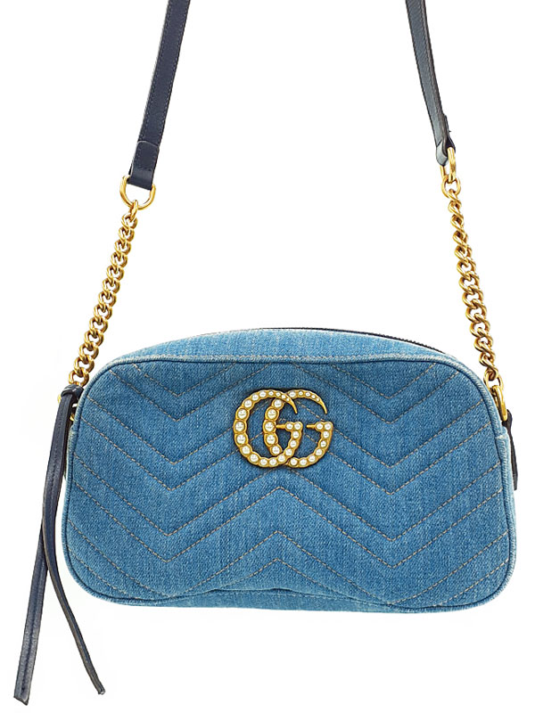 GUCCI】グッチ『GGマーモント デニム スモール ショルダーバッグ