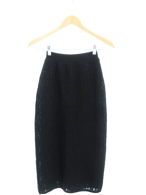 FENDI】フェンディ『FFロゴ ズッカ柄 ニットスカート size40』FZQ586