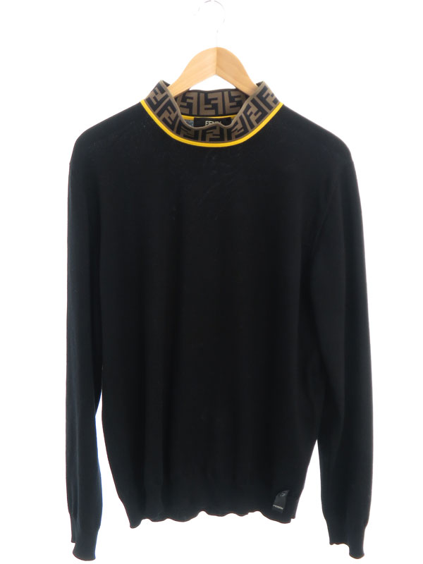 FENDI】フェンディ『FFロゴ ズッカ柄 ハイネック長袖ニット size52