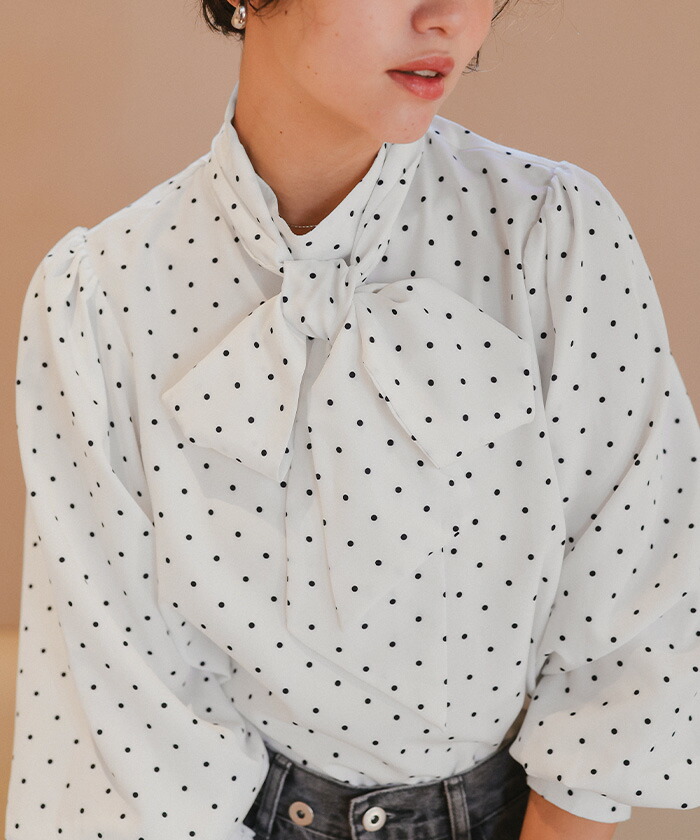 楽天市場】【クーポン利用で4117円】リボンボウタイブラウス トップス