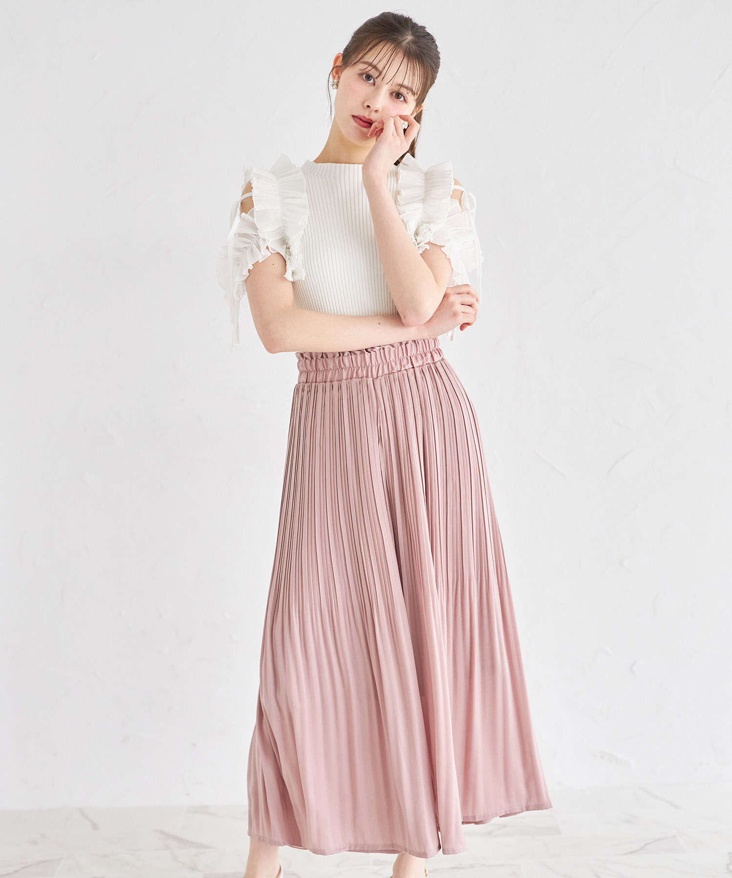 ヴィンテージサテン消しプリーツガウチョパンツ