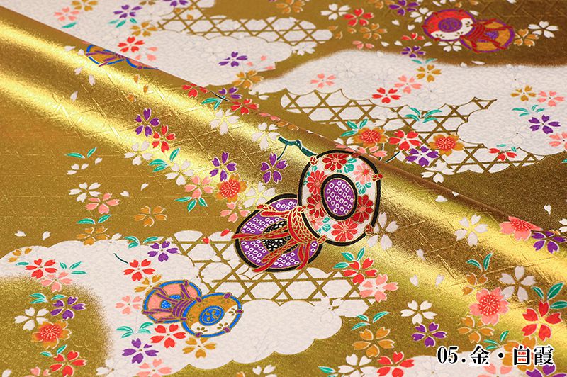 楽天市場】和柄 生地 京 金彩友禅 籠目垣に鼓 (全7色) 10cm単位