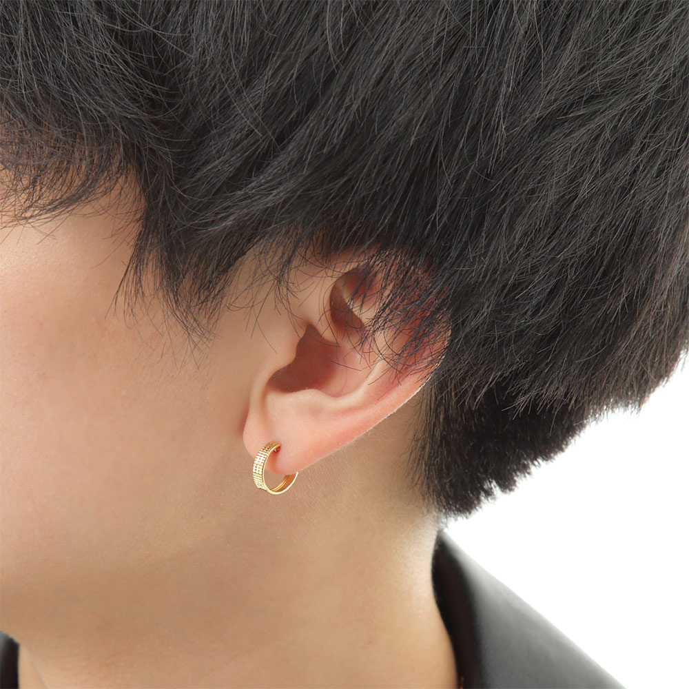楽天市場】18金 ピアス メンズ 18k フープ イエローゴールド 「 ミラー