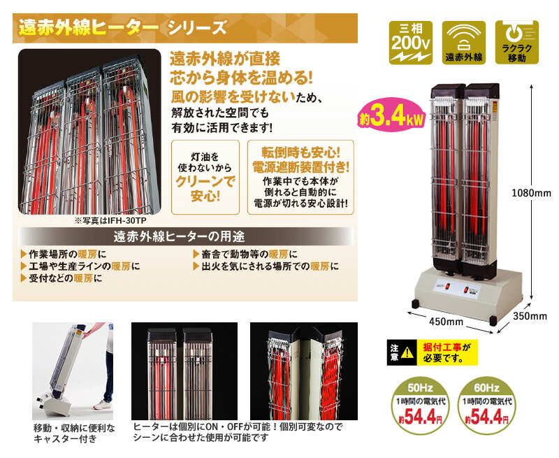 ユアサプライムス.com｜ナカトミ 遠赤外線電気ヒーター IFH-20TP 三相