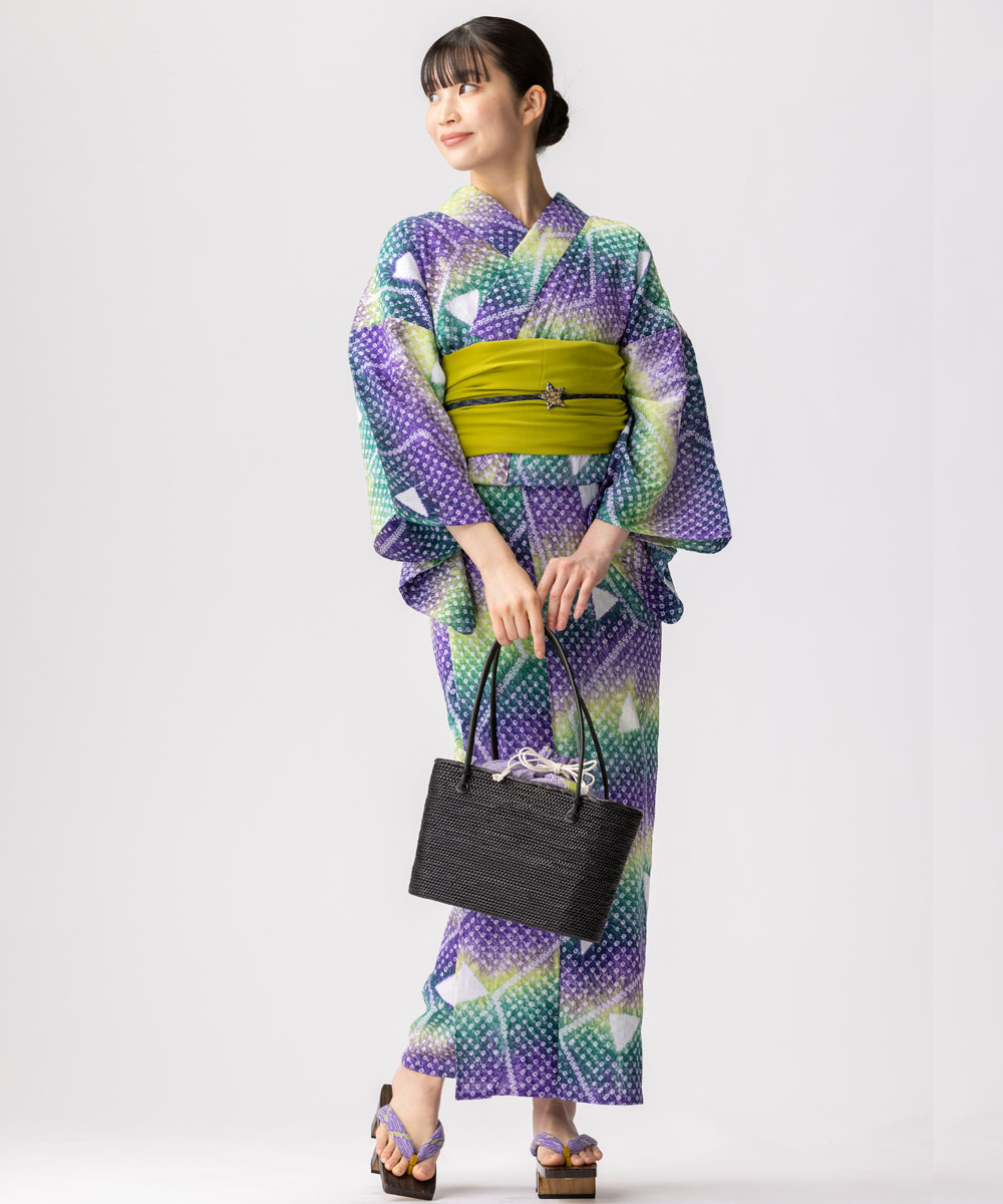 三分紐 リバーシブル 正絹 銀糸入り 帯留めと一緒に 半幅帯にも ：つゆ