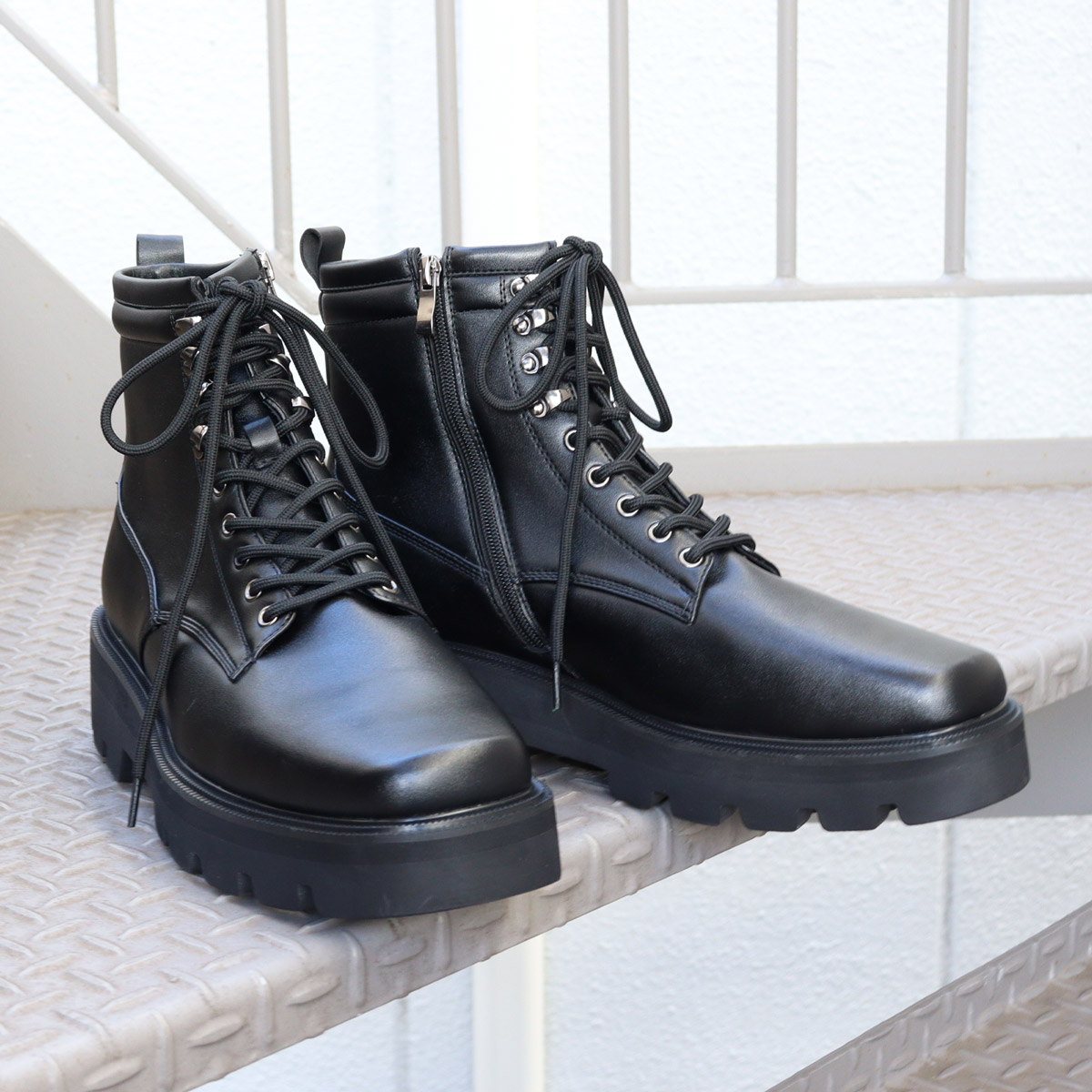 楽天市場】ブーツ メンズ 厚底 サイドジップ レースアップ5cmヒール