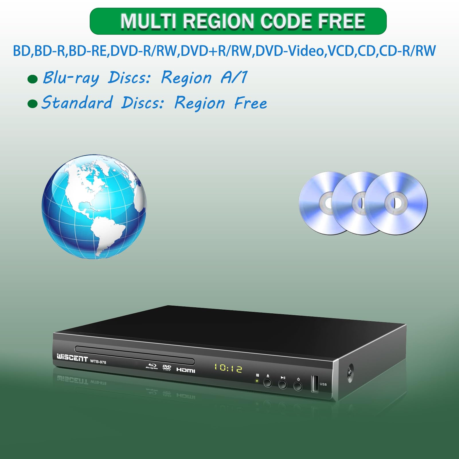 WISCENT WTB-978 Blu-Ray DVD Player | Review & Rating