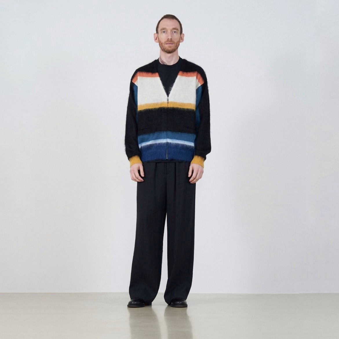 YOKE - 【残りわずか】Mohair Border V Neck Zip Cardigan | ACRMTSM