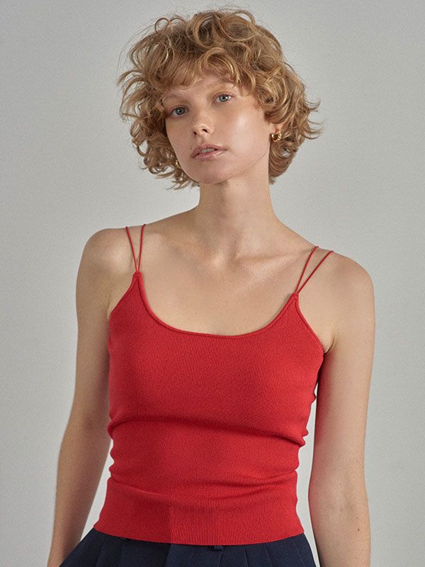 ETRE TOKYO - Wストラップカップインニットキャミ - BEIGE | ADDICT