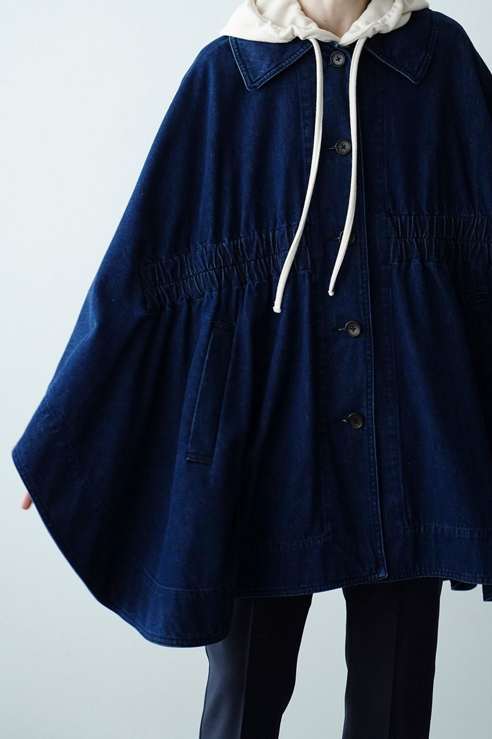 CLANE - デニム ケープ コート - DENIM CAPE COAT INDIGO | ADDICT WEB