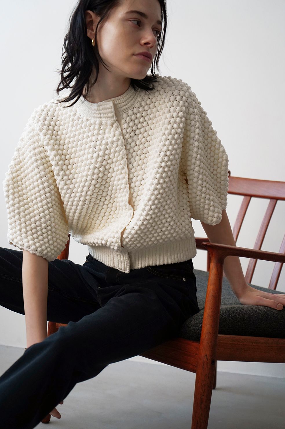 CLANE - スリーディー ハーフスリーブ ニット カーディガン - 3D DOT