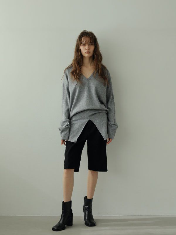 ETRE TOKYO - Wフェイスブラウジングニットプルオーバー - GREY