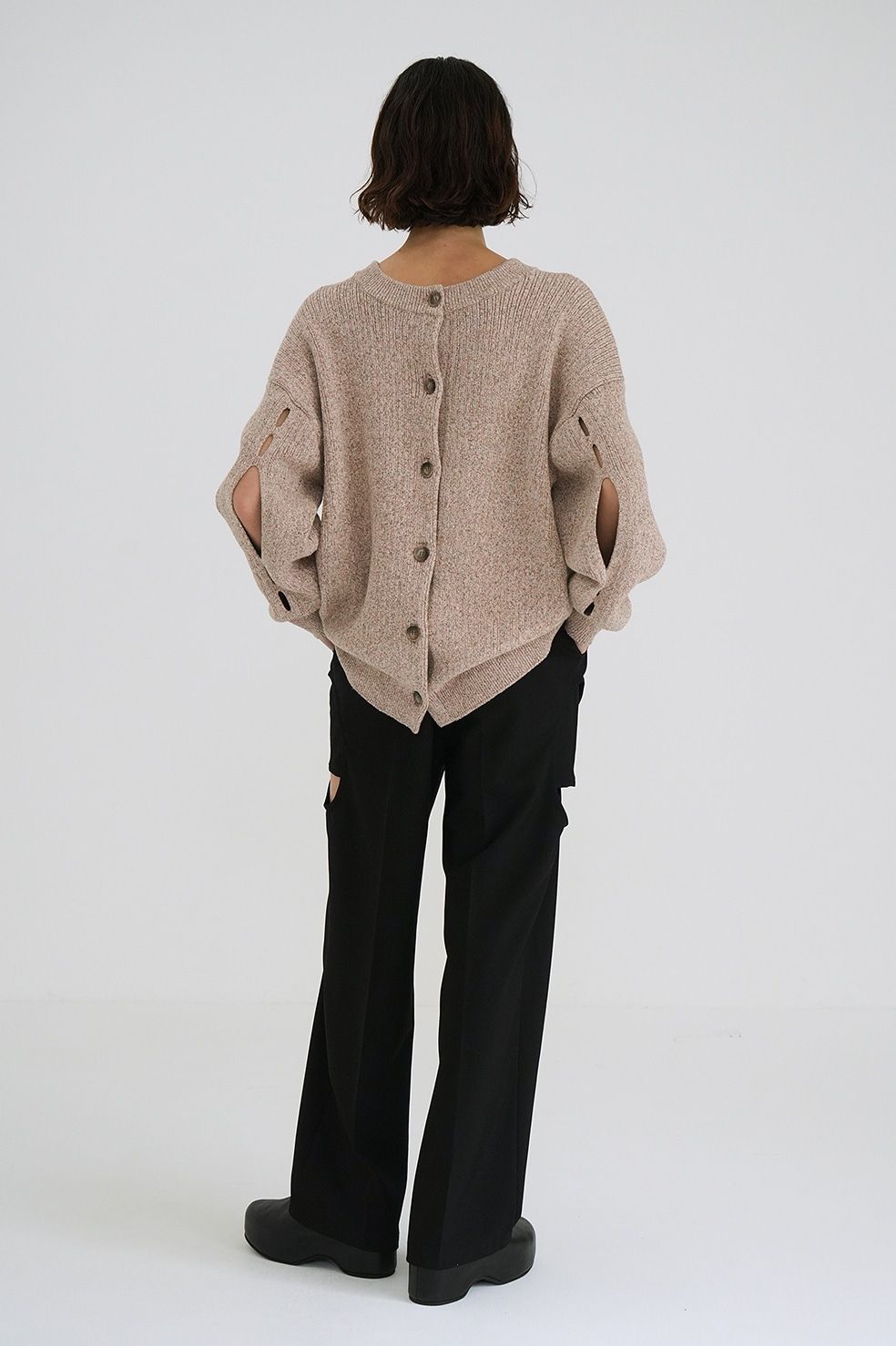 CLANE - ダブルフェイス ニットカーディガン - FACE COLOR MIX HOLE