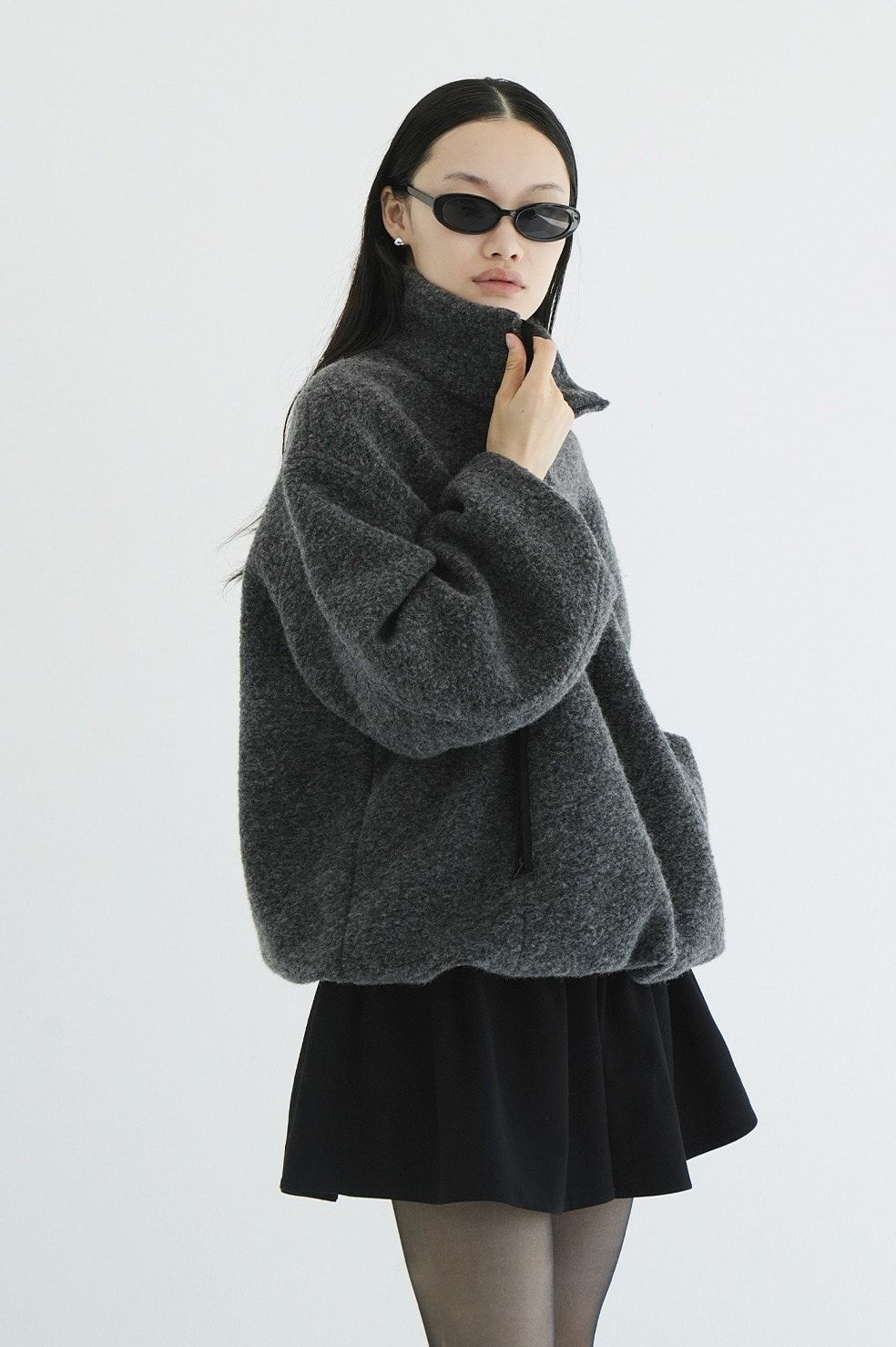 CLANE - ハーフジップトップス - SLIVER HALF ZIP TOPS (GREY