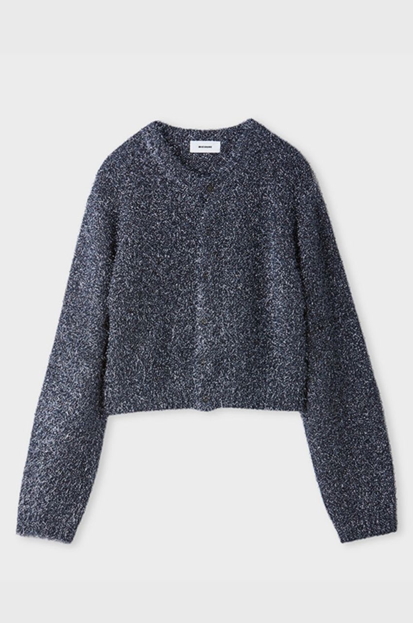 MIESROHE - ミドルゲージラメシャギーカーディガン(シルバー