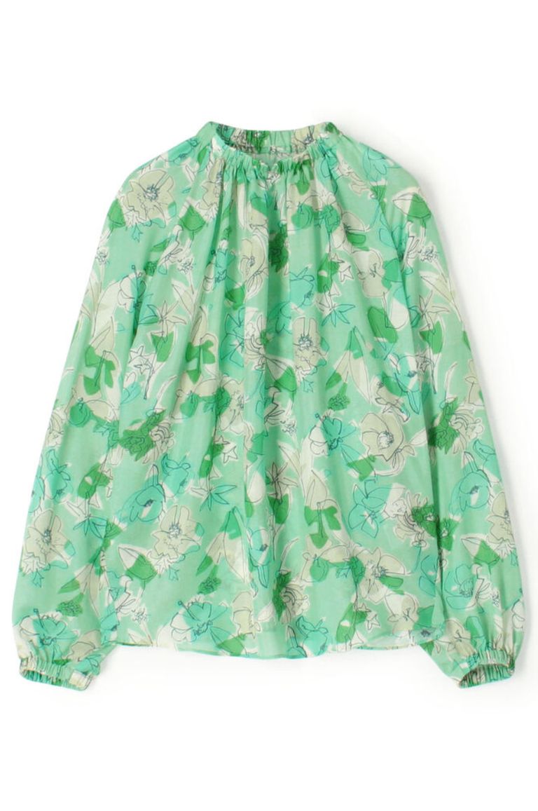 TOMORROWLAND - ピオニープリント ギャザーネックブラウス (グリーン