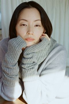 ADAWAS - シームレスニットアームウォーマー (グレー) ウール