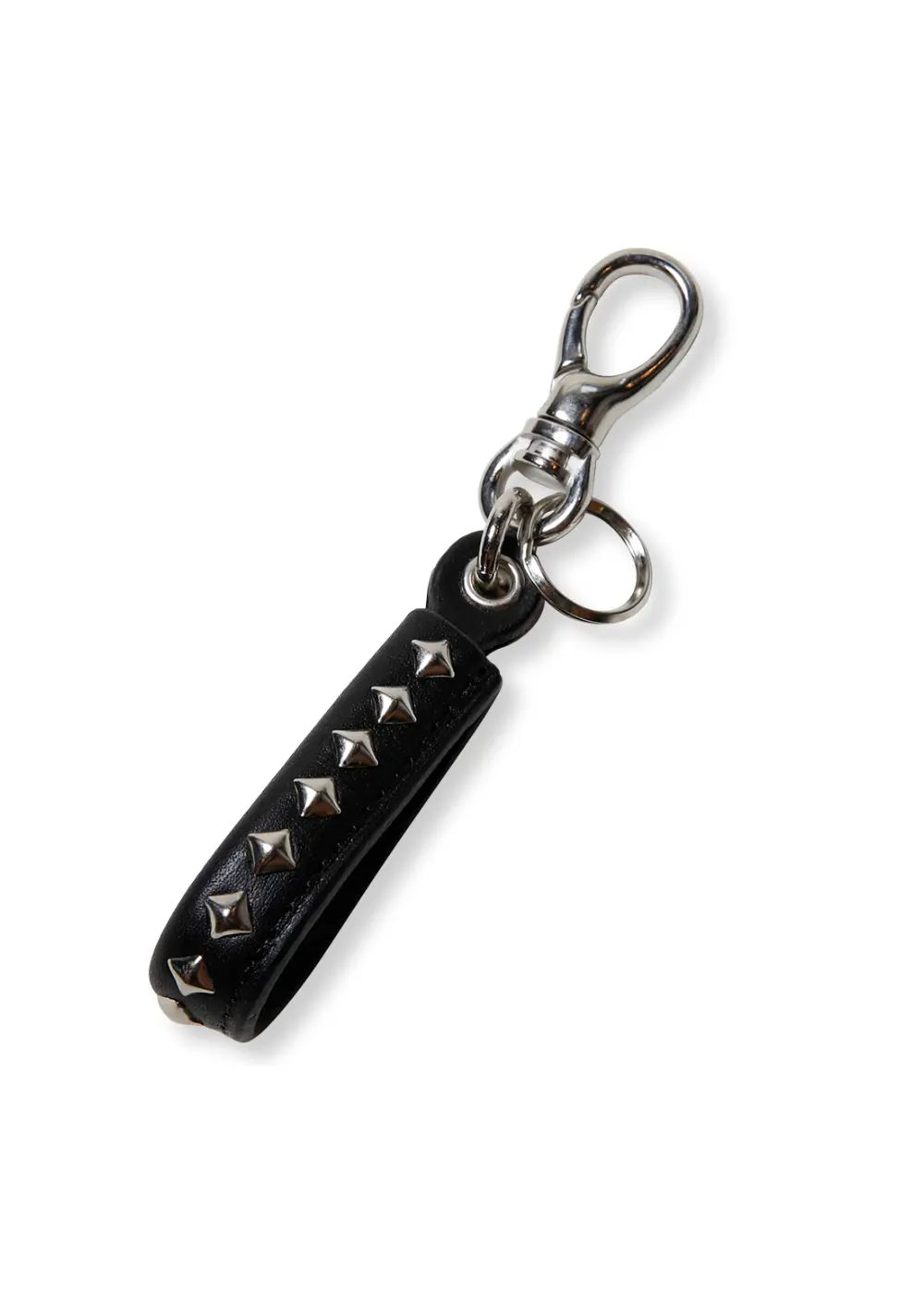 CALEE スタッズ付き本革キーホルダー CALEE - STUDS LEATHER KEY RING (BLACK) / スタッズ レザー