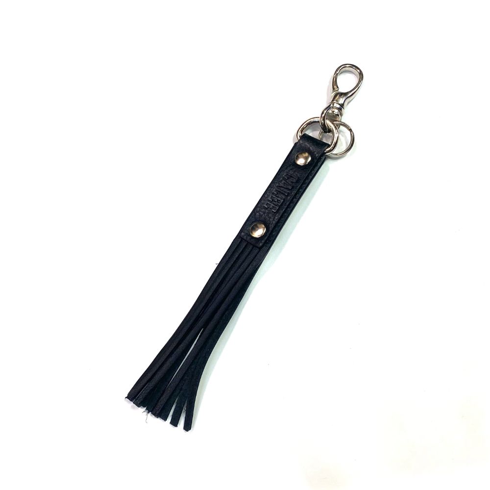 CALEE キャリー レザースタッズキーホルダー ロングタイプ CALEE - STUDS LEATHER LONG KEY RING (BLACK) / スタッズ レザー