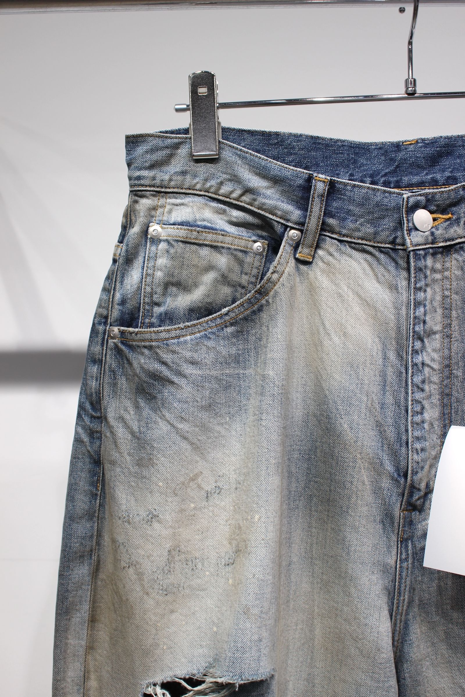 ANCELLM - DAMAGE WIDE 5P DENIM PANTS | INDIGO | ダメージデニム
