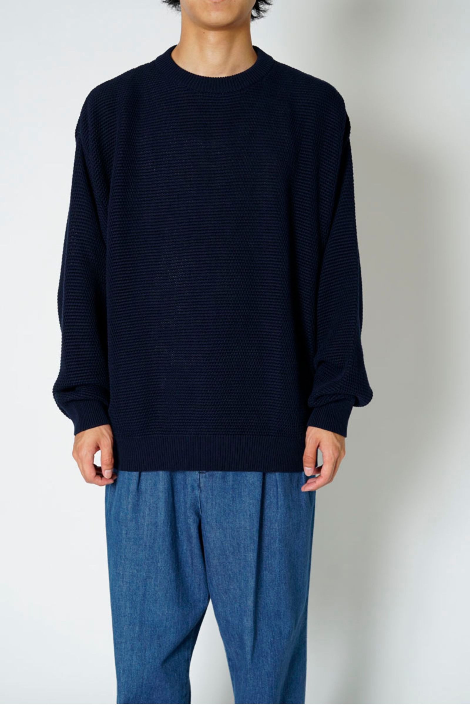 EVCON - COTTON CREW NECK SWEATER/NAVY | NapsNote