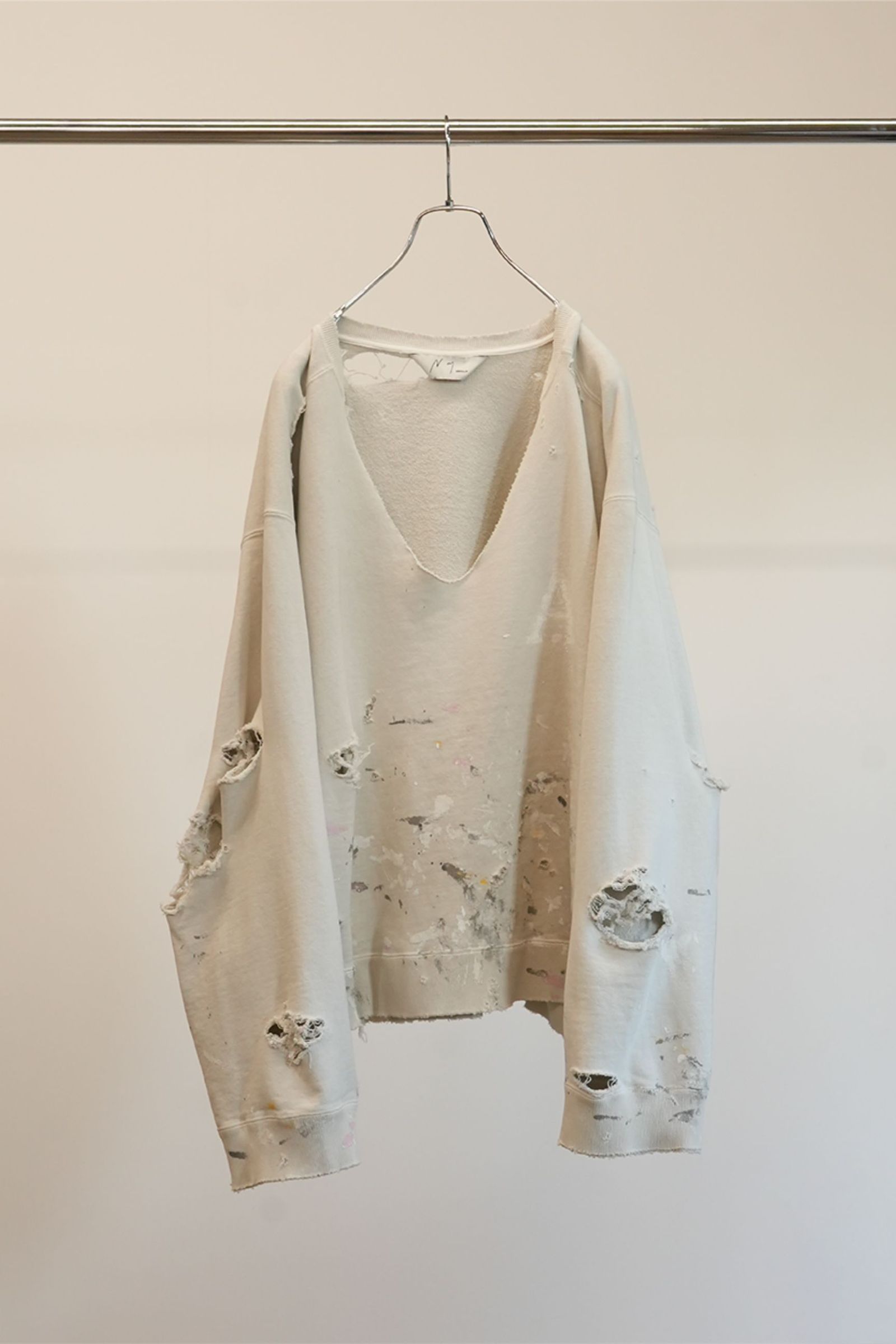 ANCELLM - [ラスト1点] HARD CRASH SWEAT SHIRT | OFF WHITE