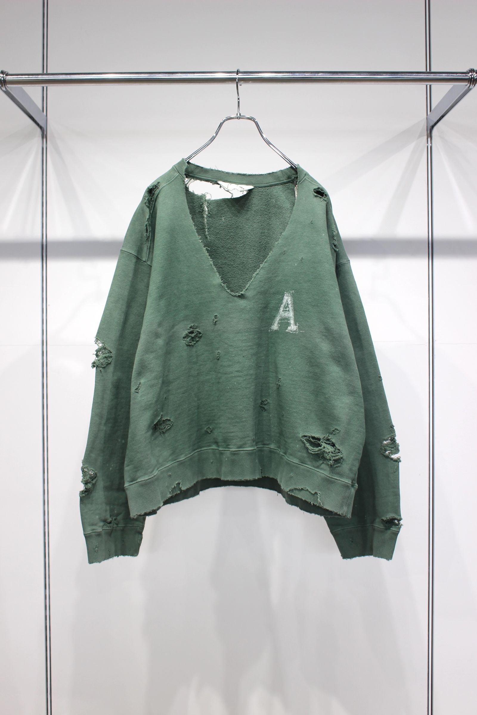 ANCELLM - HARD CRASH SWEAT SHIRT | BLACK | ダメージスウェット