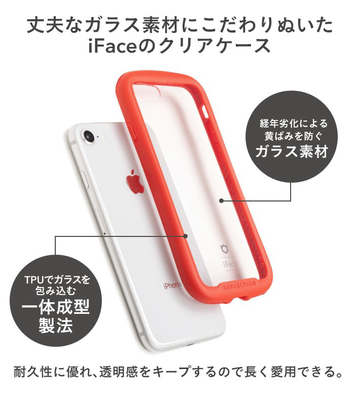 iPhone 8/7専用］iFace Reflectionハイブリッドガラスケース（レッド