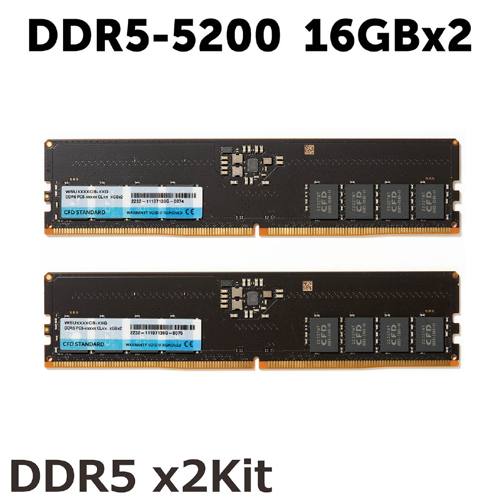 増設メモリ CFD Standard DDR5-5200 デスクトップ用 W5U5200CS-16G