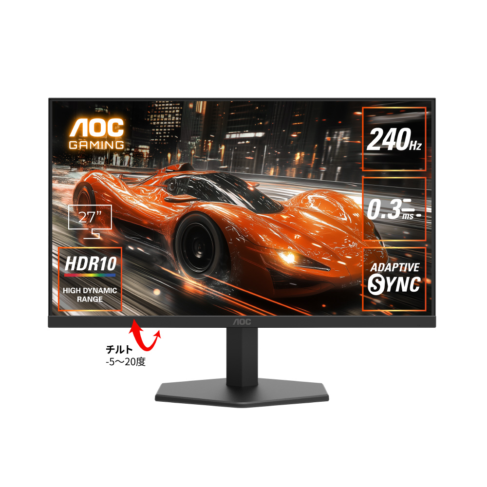 27G11ZE2/11 ゲーミングモニター ブラック & レッド ［27型 /フルHD