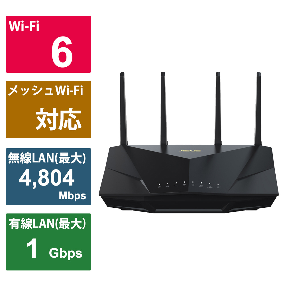 Wi-Fiルーター 4804+574bps RT-AX5400 ［Wi-Fi 6(ax) /IPv6対応］｜の