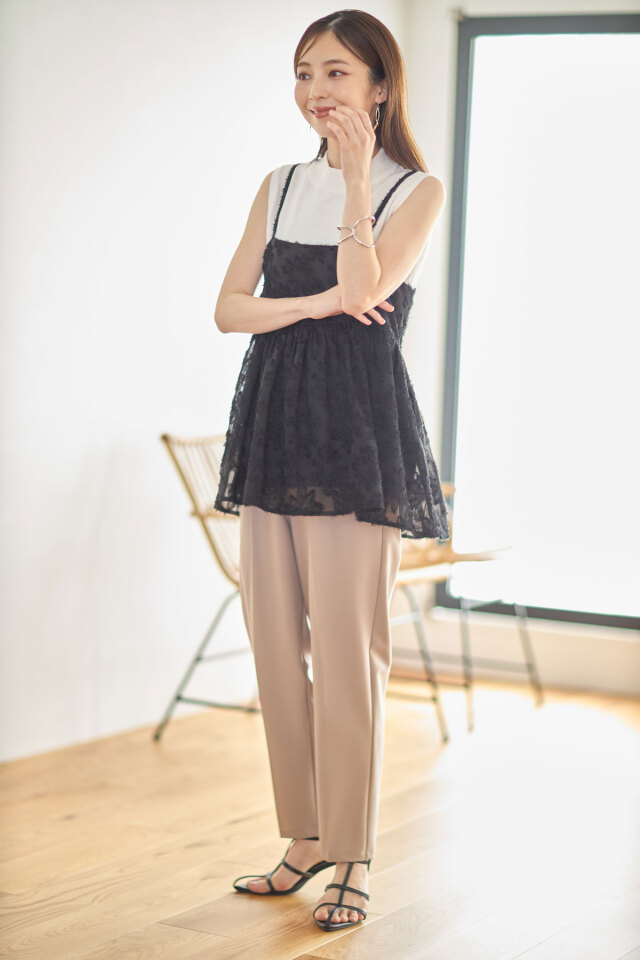 シャギージャガードキャミブラウス