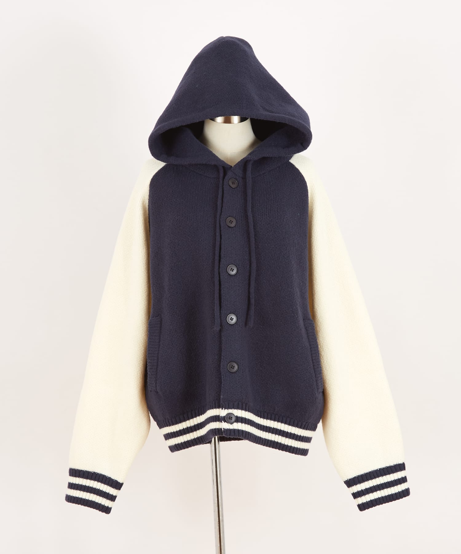 ニットフードスタジャン / メンズ レディース ユニセックス オーバー