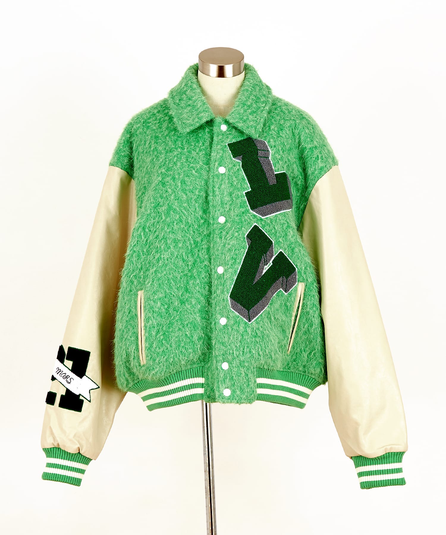 ボアファー×合成皮革コンビオーバーサイズスタジャン / メンズ