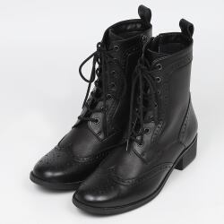 BARCLAY ファスナー付レースアップブーツ レッドブラウン｜BARCLAY