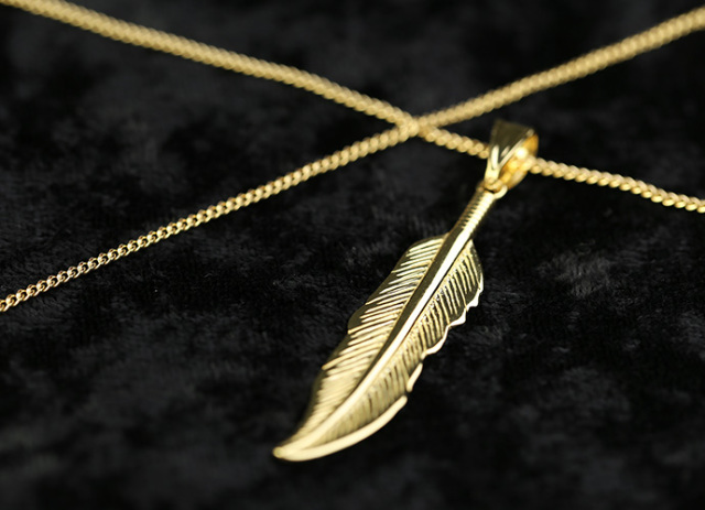 K18 ゴールド フェザー ペンダント ≪トップのみ≫ メンズ 羽根 18金
