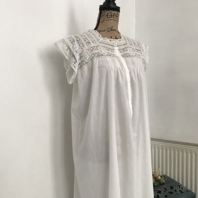 G-297 フランスアンティークレース＆コットンキャミソールワンピース