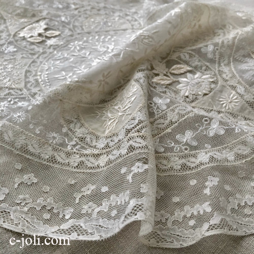 パリ発送】L2750 フランスアンティークノルマンディーレース ホワイト
