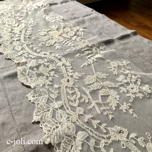 パリ発送】L2820 フランスアンティークレーストリム/テープレース/幅広
