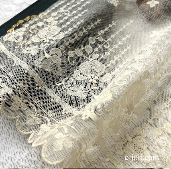 パリ発送】L2896 フランスアンティークレースパーツ/幅広レースクロス