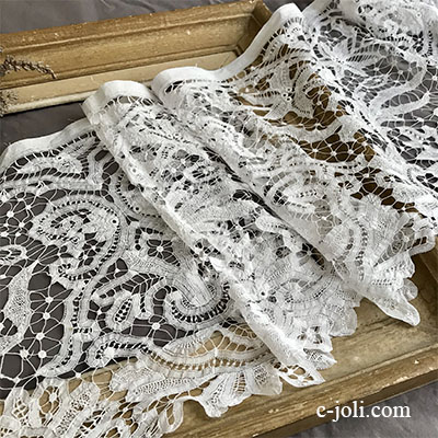 E-759 フランスアンティークハンカチ 19世紀ホワイトワーク手刺繍