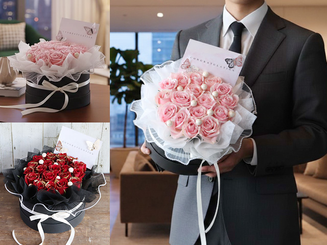 99本の青い煌薔薇の花束～きらきら輝くバラの宝石（花言葉カード付き