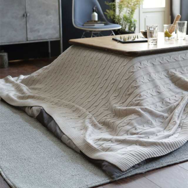 Fab the Home】ケーブルニット マルチカバー 190×190 2人用 ソファ