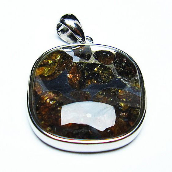 パラサイト隕石 かんらん石 ペンダント[T453-3039]