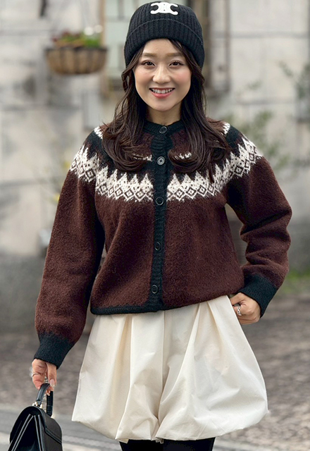 ノルディック柄ニットカーディガン【7f-831-06089】