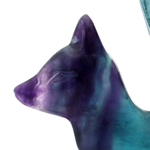 フローライト 置物 九尾の狐 天然石 蛍石 ほたるいし 彫刻 彫り物 九尾