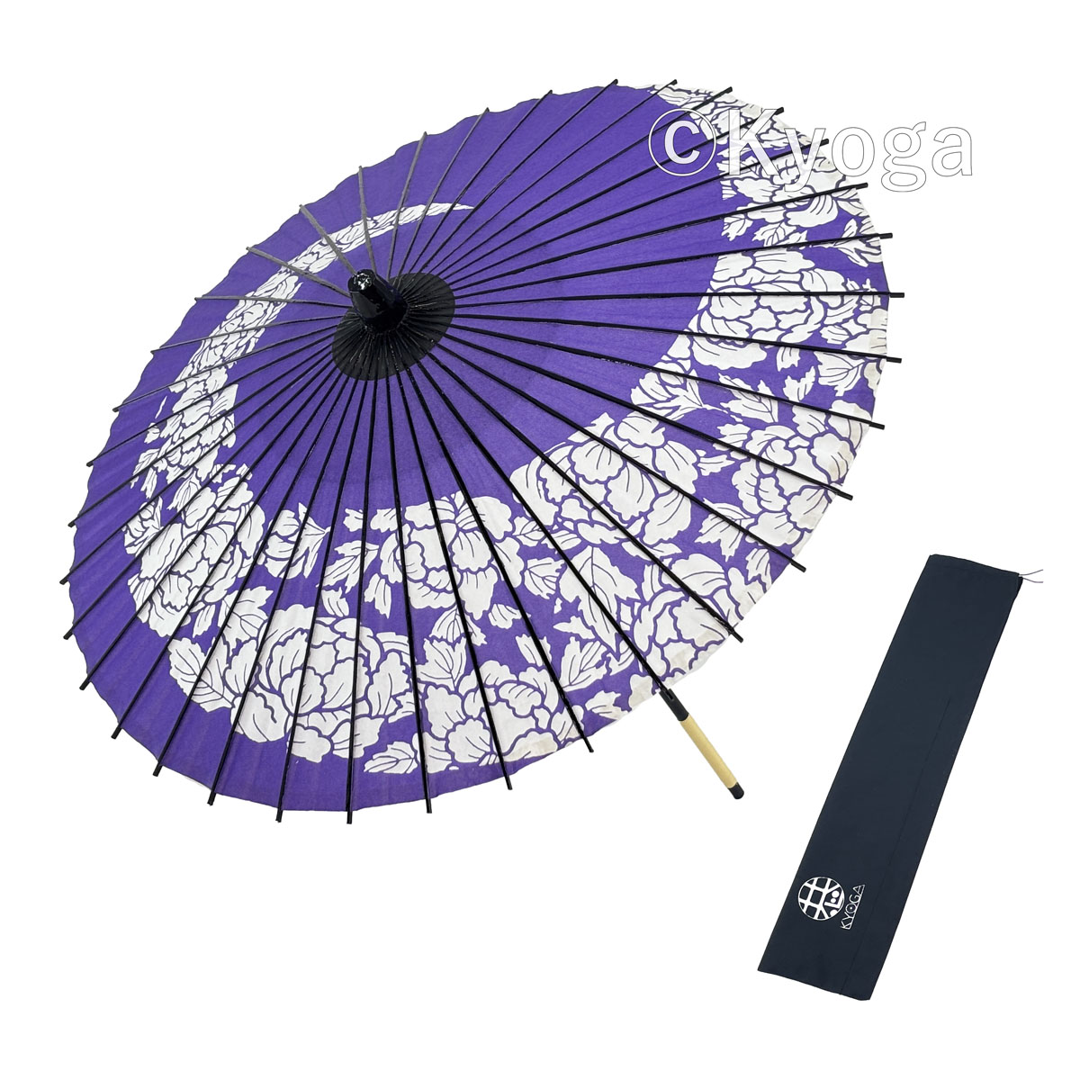 和傘・野点傘専門店 恭雅】 和傘 − 紙傘 1尺4寸 牡丹渦 紫 継柄