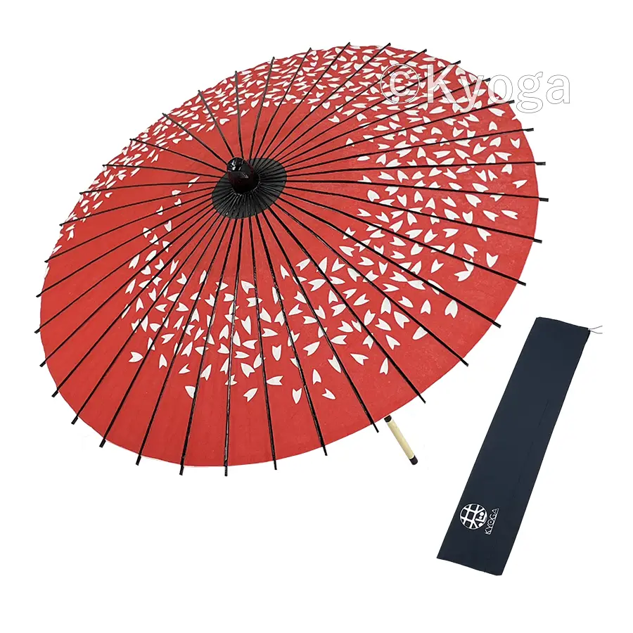 和傘・野点傘専門店 恭雅】 和傘 − 紙傘 1尺4寸 桜渦 朱色 継柄