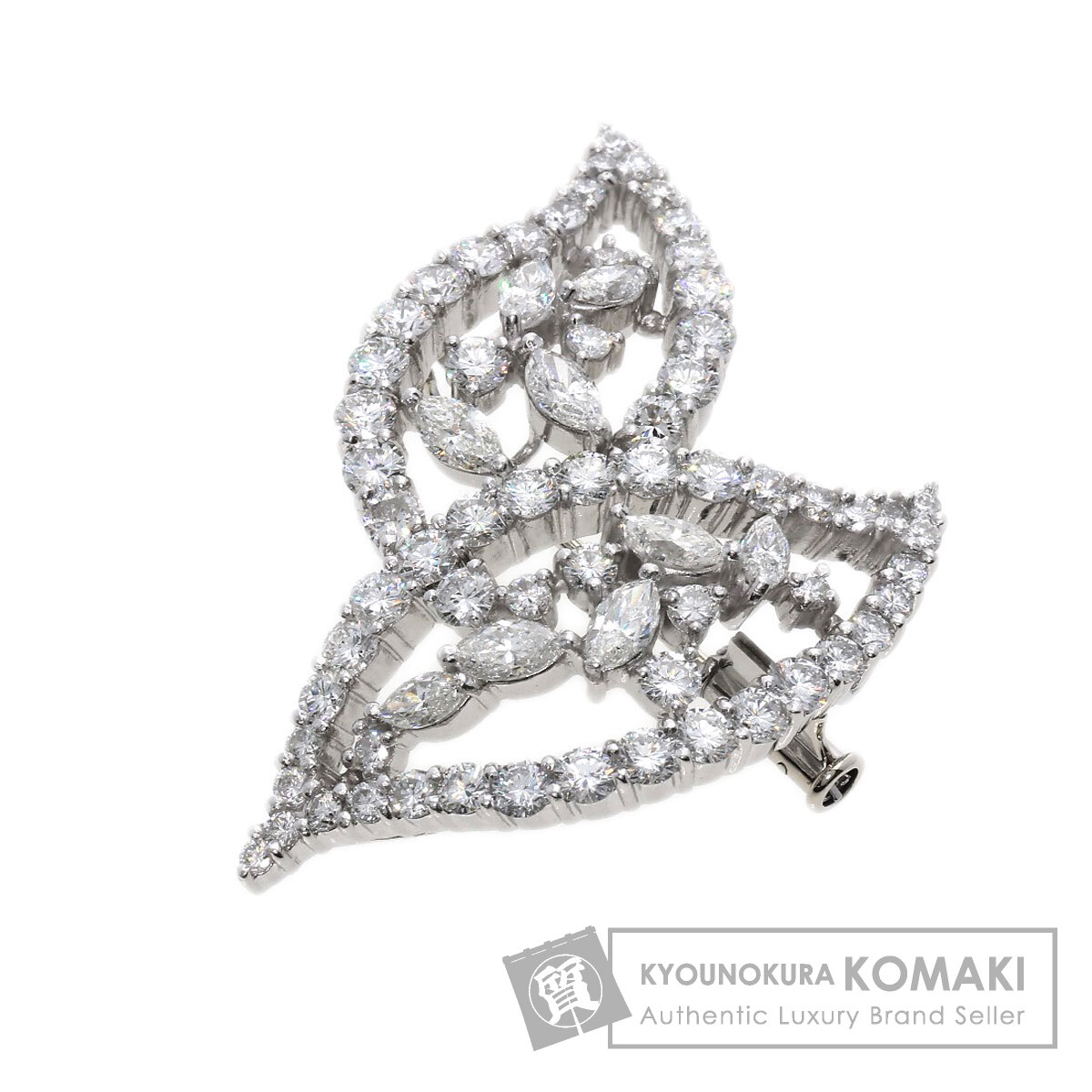 4.07ct ダイヤモンド リーフモチーフ ブローチ プラチナPT900 14.9g