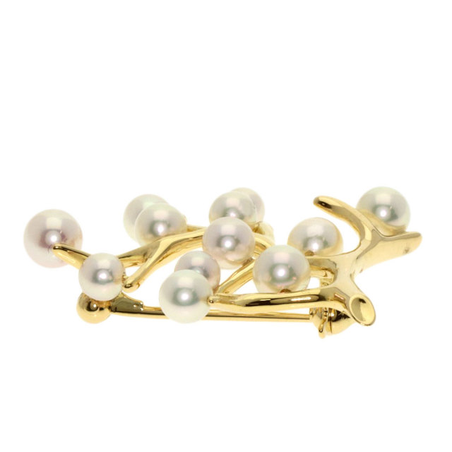 MIKIMOTO ミキモト 幸福の木 パール 真珠 ブローチ K18イエロー